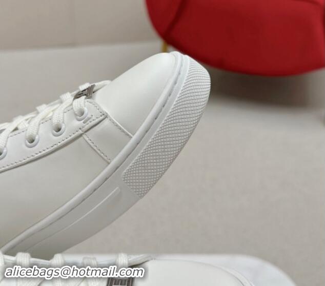 Perfect Gucci Ace Leather Sneakers with Perforated Interlocking G White/Pink 1014085