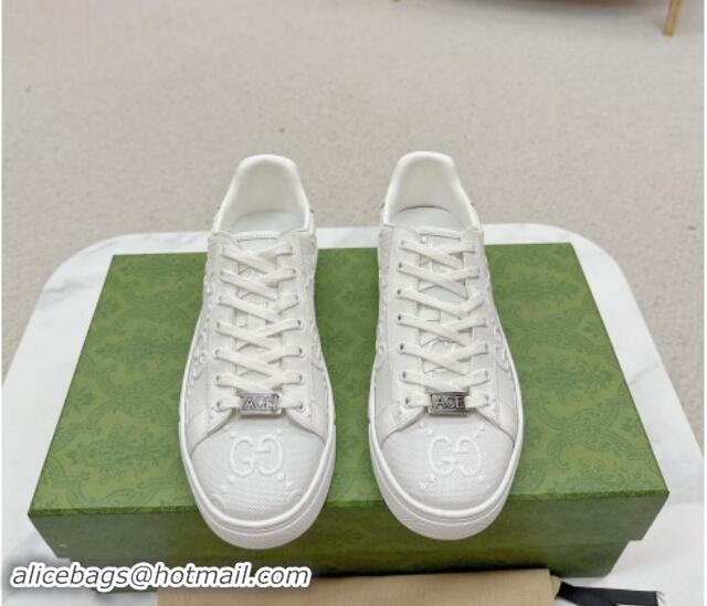 Good Quality Gucci Ace Sneakers in Perforated Leather with Interlocking G White 1014086