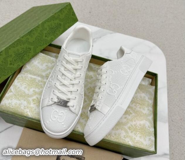 Good Quality Gucci Ace Sneakers in Perforated Leather with Interlocking G White 1014086