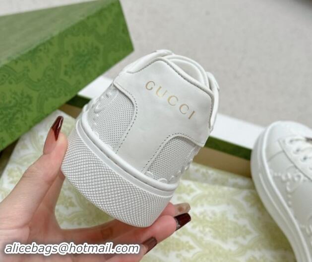 Good Quality Gucci Ace Sneakers in Perforated Leather with Interlocking G White 1014086