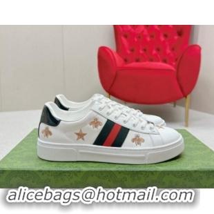 Shop Cheap Gucci Ace Leather Sneakers with Bee and Star White 1014088