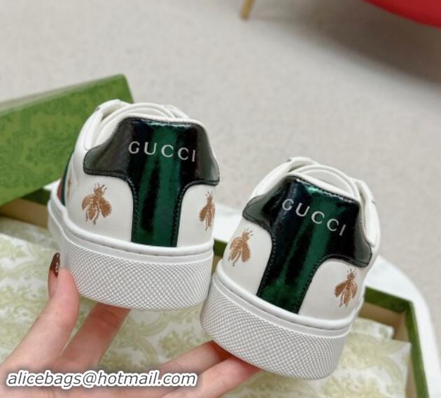 Shop Cheap Gucci Ace Leather Sneakers with Bee and Star White 1014088