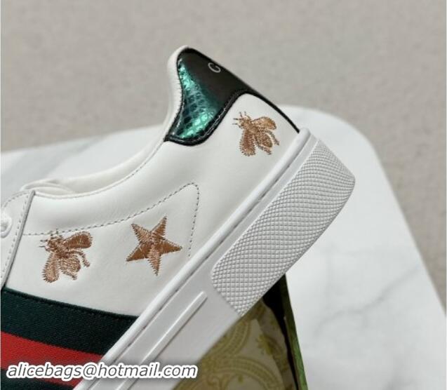 Shop Cheap Gucci Ace Leather Sneakers with Bee and Star White 1014088