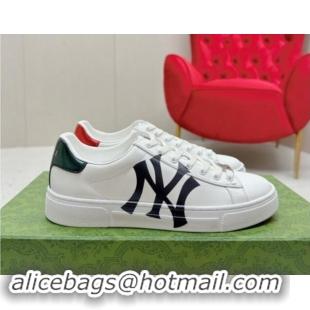 Fashion Luxury Gucci NY Ace Leather Sneakers White 1014093