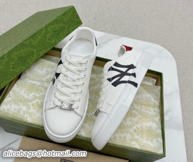 Fashion Luxury Gucci NY Ace Leather Sneakers White 1014093