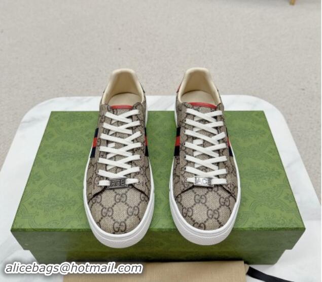 Grade Quality Gucci Ace GG Canvas Sneakers with Web Beige/Red/Blue 1014094