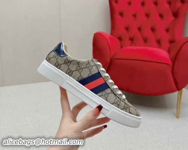 Grade Quality Gucci Ace GG Canvas Sneakers with Web Beige/Red/Blue 1014094