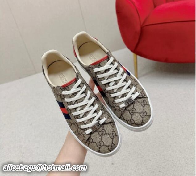 Grade Quality Gucci Ace GG Canvas Sneakers with Web Beige/Red/Blue 1014094