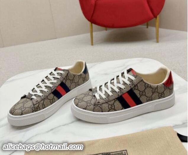 Grade Quality Gucci Ace GG Canvas Sneakers with Web Beige/Red/Blue 1014094