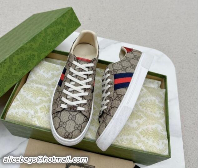 Grade Quality Gucci Ace GG Canvas Sneakers with Web Beige/Red/Blue 1014094