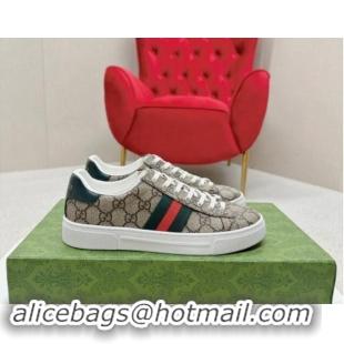 Good Product Gucci Ace GG Canvas Sneakers with Web Beige/Green 1014095