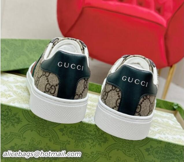 Good Product Gucci Ace GG Canvas Sneakers with Web Beige/Green 1014095