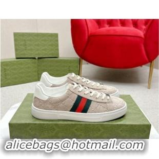 Stylish Gucci Ace GG Suede Sneakers Dusty Beige 1014097