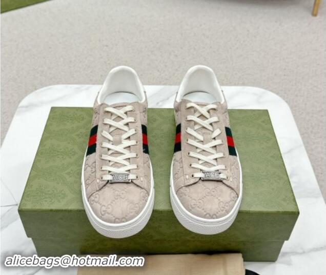 Stylish Gucci Ace GG Suede Sneakers Dusty Beige 1014097