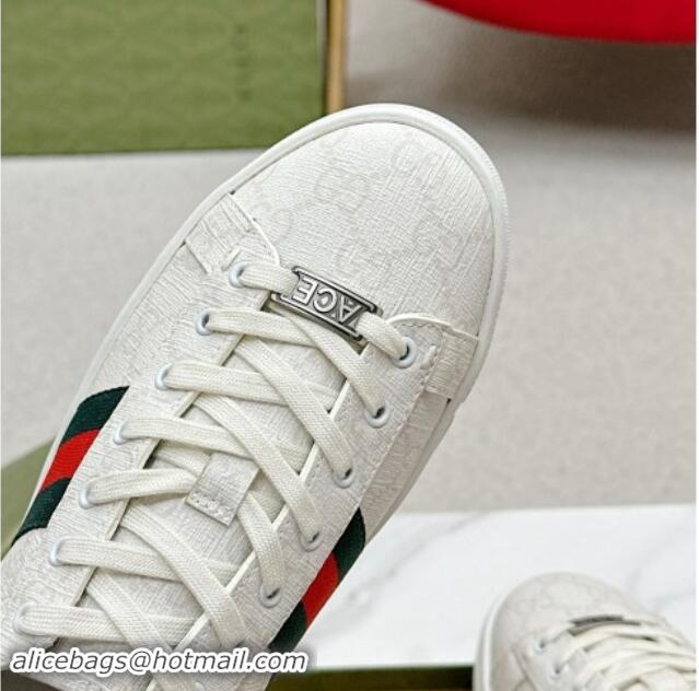 Charming Gucci Ace GG Canvas Sneakers with Strass White 1014098