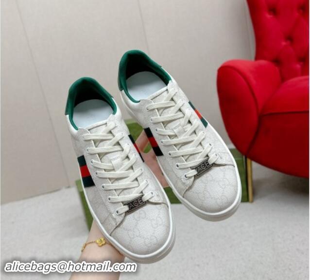 Charming Gucci Ace GG Canvas Sneakers with Strass White 1014098