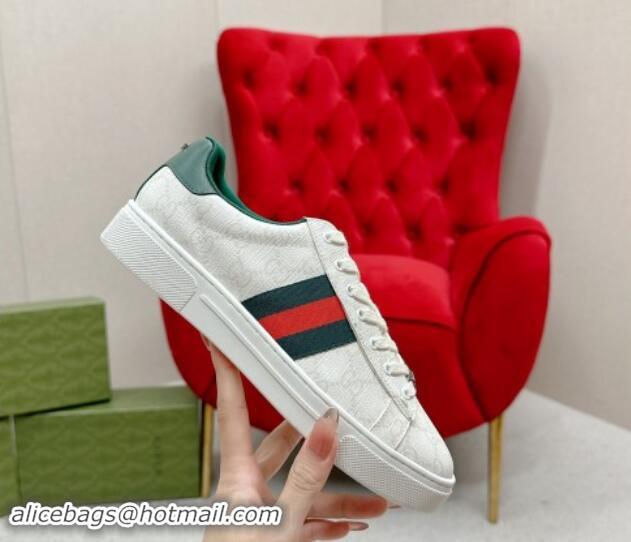 Charming Gucci Ace GG Canvas Sneakers with Strass White 1014098