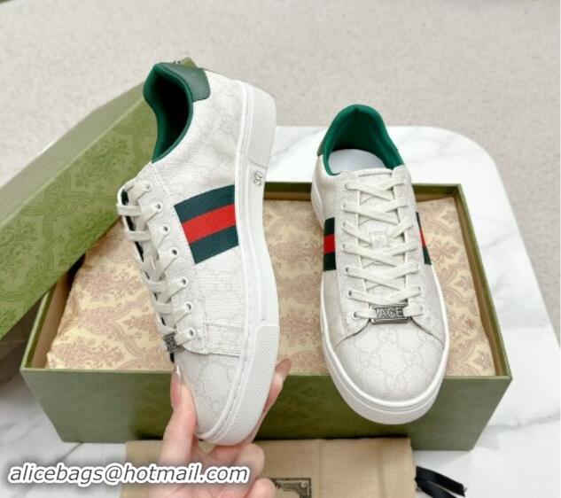 Charming Gucci Ace GG Canvas Sneakers with Strass White 1014098