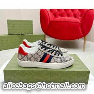 Classic Hot Gucci Ace GG Canvas Sneakers with Web Beige/Red 1014099