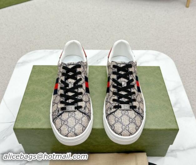 Classic Hot Gucci Ace GG Canvas Sneakers with Web Beige/Red 1014099