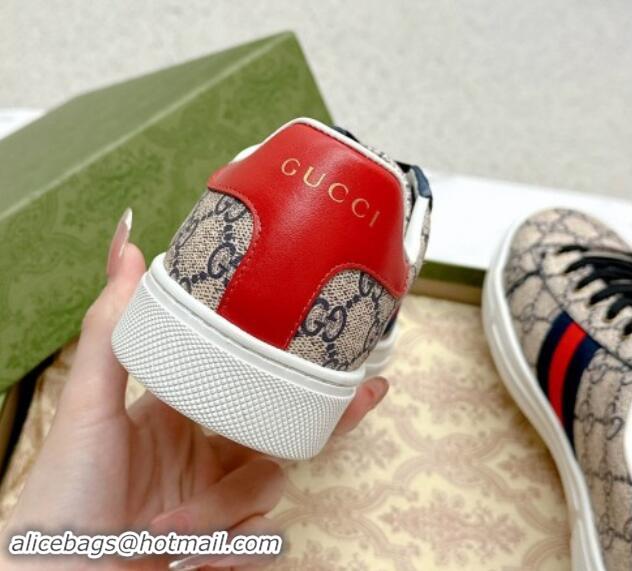 Classic Hot Gucci Ace GG Canvas Sneakers with Web Beige/Red 1014099