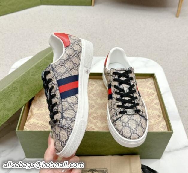 Classic Hot Gucci Ace GG Canvas Sneakers with Web Beige/Red 1014099