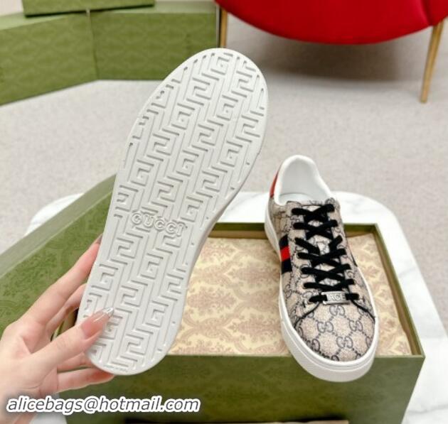 Classic Hot Gucci Ace GG Canvas Sneakers with Web Beige/Red 1014099