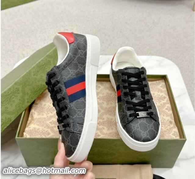 Buy Luxury Gucci Ace GG Canvas Sneakers with Web Black/Red 1014100