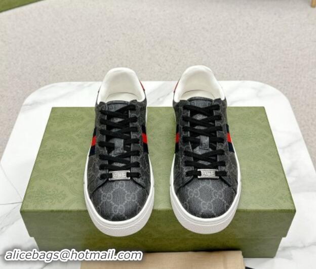 Buy Luxury Gucci Ace GG Canvas Sneakers with Web Black/Red 1014100