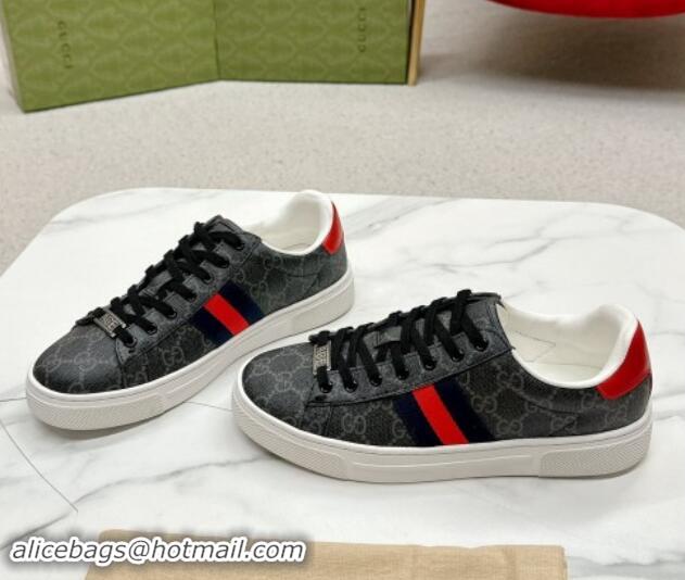 Buy Luxury Gucci Ace GG Canvas Sneakers with Web Black/Red 1014100