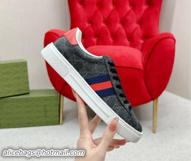 Buy Luxury Gucci Ace GG Canvas Sneakers with Web Black/Red 1014100