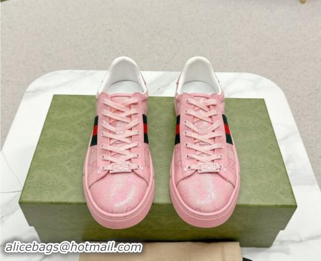 Hot Style Gucci Women's Ace GG Crystal Canvas Sneakers Pink 1014102