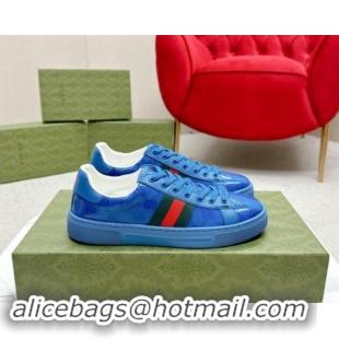 Sumptuous Gucci Women's Ace GG Crystal Canvas Sneakers Blue 1014103