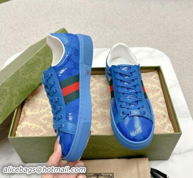 Sumptuous Gucci Women's Ace GG Crystal Canvas Sneakers Blue 1014103