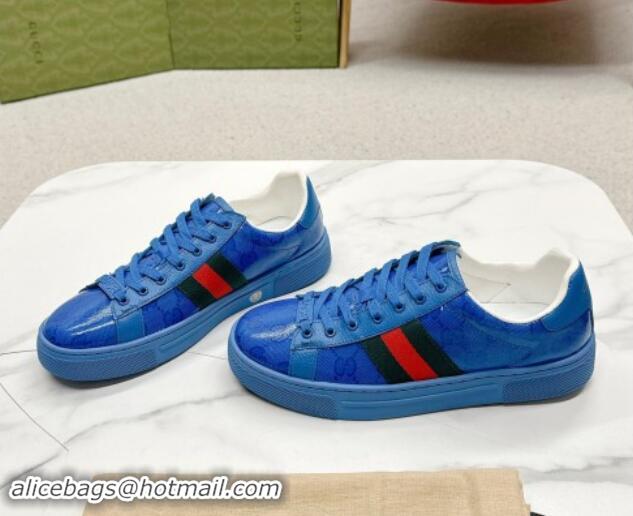 Sumptuous Gucci Women's Ace GG Crystal Canvas Sneakers Blue 1014103