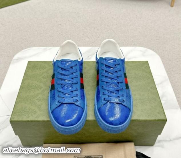 Sumptuous Gucci Women's Ace GG Crystal Canvas Sneakers Blue 1014103