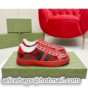 Sophisticated Gucci Women's Ace GG Crystal Canvas Sneakers Red 1014104