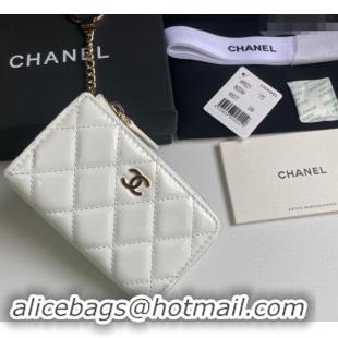 Reasonable Price Chanel Patent Calfskin Zip Card Holder Wallet AP0221 White 2024