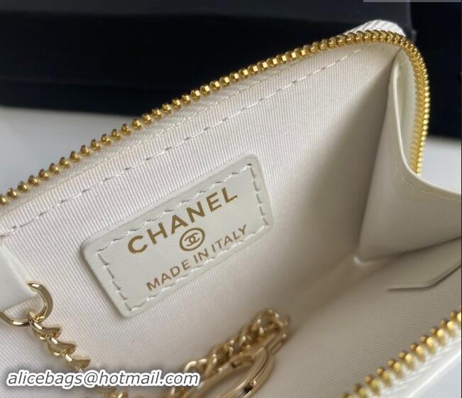 Reasonable Price Chanel Patent Calfskin Zip Card Holder Wallet AP0221 White 2024