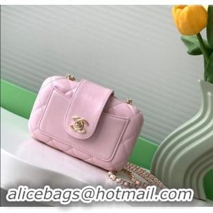 Famous Brand Chanel Lambskin Case Evening Bag AS5178 Light Pink 2024