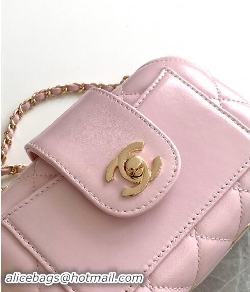 Famous Brand Chanel Lambskin Case Evening Bag AS5178 Light Pink 2024