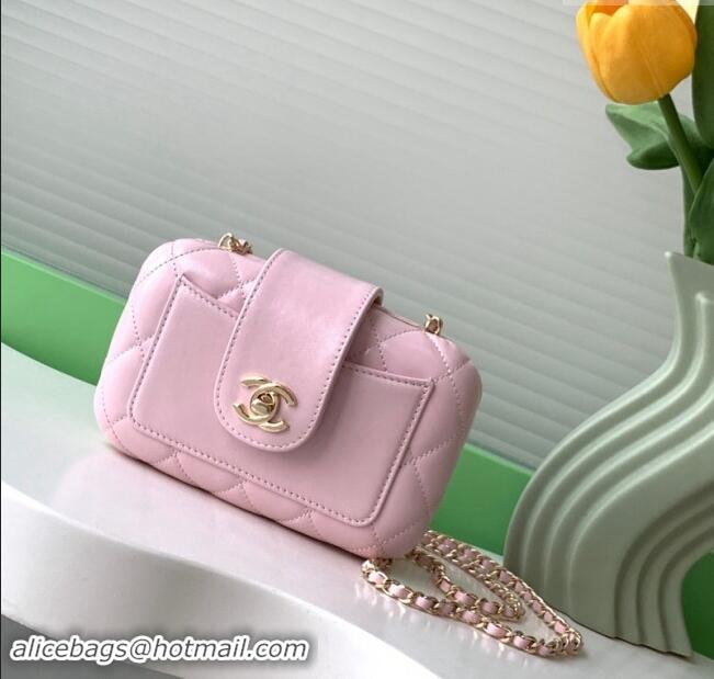 Famous Brand Chanel Lambskin Case Evening Bag AS5178 Light Pink 2024