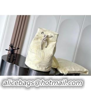 Top Grade Chanel Beach Cotton Bucket Bag & Blanket Set 7049 Yellow 2024