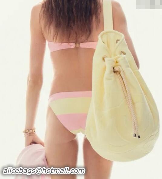 Top Grade Chanel Beach Cotton Bucket Bag & Blanket Set 7049 Yellow 2024