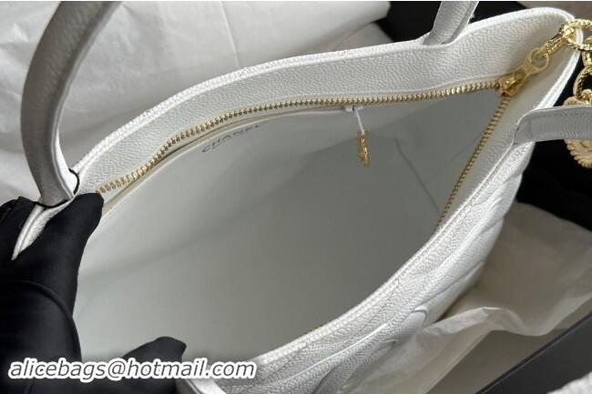 Unique Discount Chanel Grained Calfskin Vintage Top Handle bag AS1804 White 2024