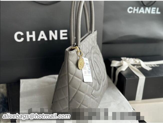 Best Quality Chanel Grained Calfskin Vintage Top Handle bag AS1804 Grey 2024