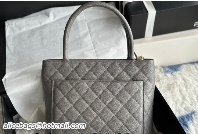 Best Quality Chanel Grained Calfskin Vintage Top Handle bag AS1804 Grey 2024