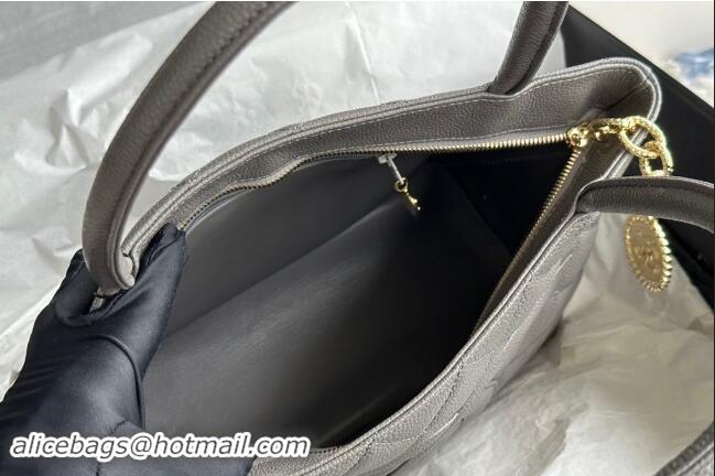 Best Quality Chanel Grained Calfskin Vintage Top Handle bag AS1804 Grey 2024