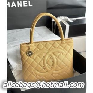 Famous Brand Chanel Grained Calfskin Vintage Top Handle bag AS1804 Yellow 2024