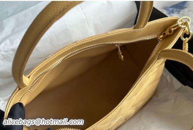 Famous Brand Chanel Grained Calfskin Vintage Top Handle bag AS1804 Yellow 2024